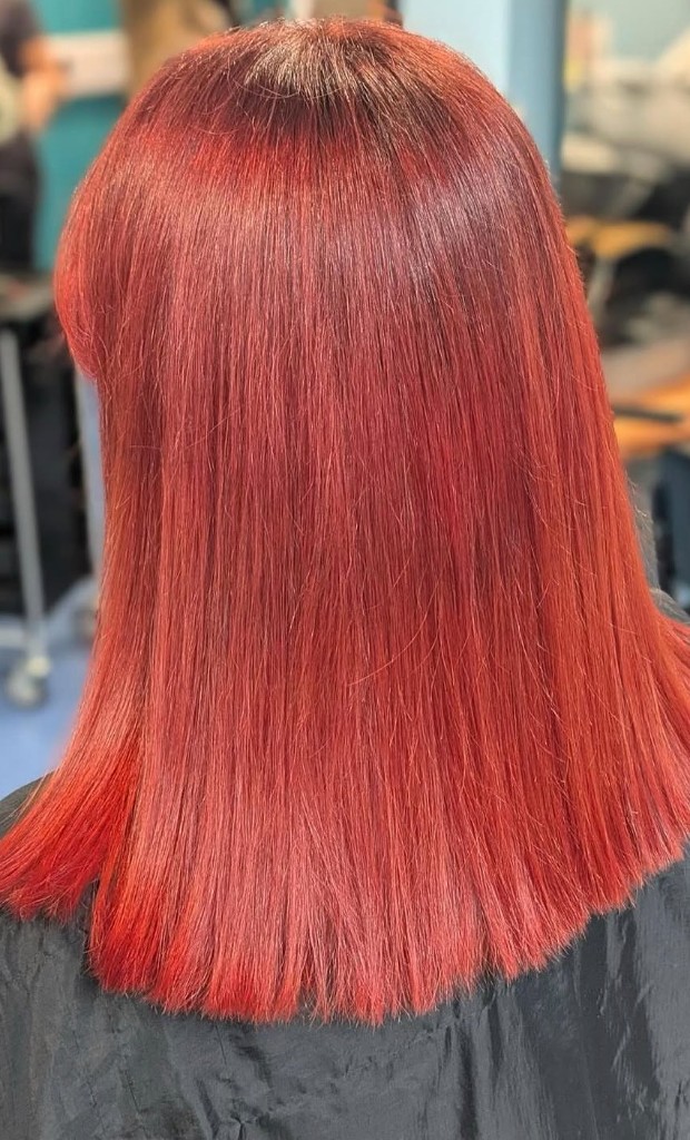 Glossy copper red bob