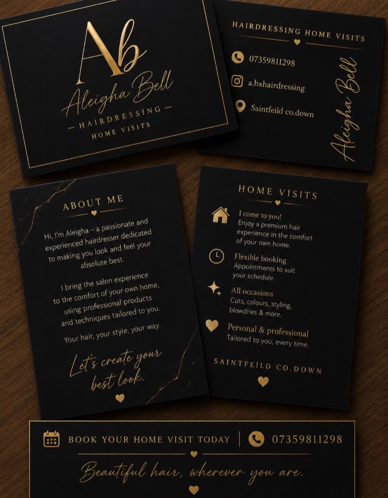 Black and gold abxhair cards